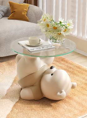 创意玻璃茶几落地摆件客厅沙发旁边角几床头柜家居装饰品乔迁礼物
