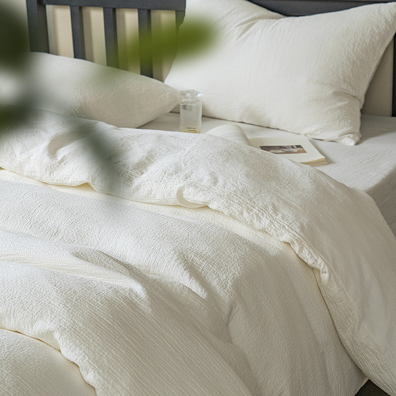 A类日式床上四件套60s全棉纯棉白色被套民宿裸睡酒店床单四件套