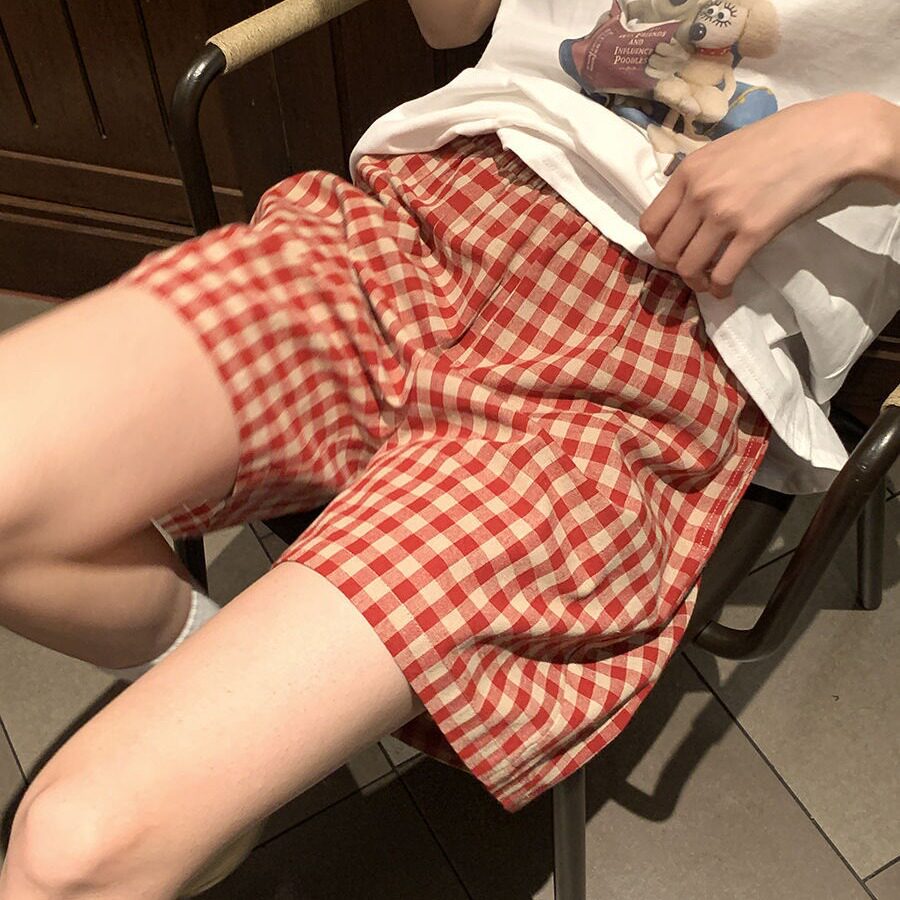 格子睡裤女夏季舒适遛弯