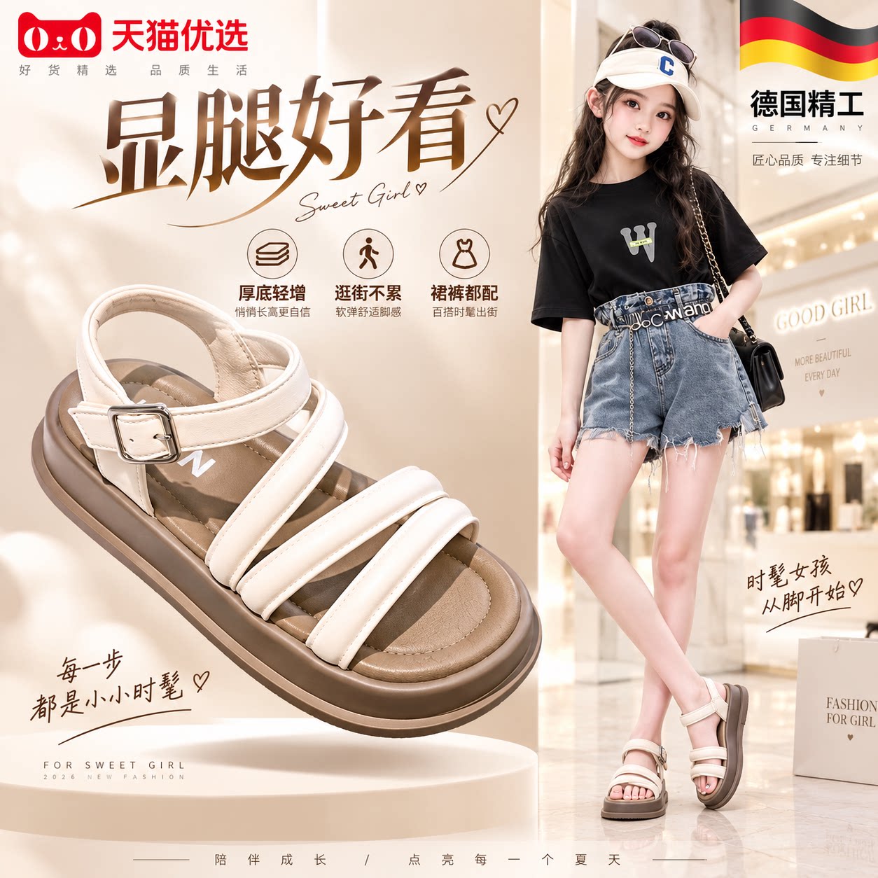 【德国精工】儿童女童夏季凉鞋