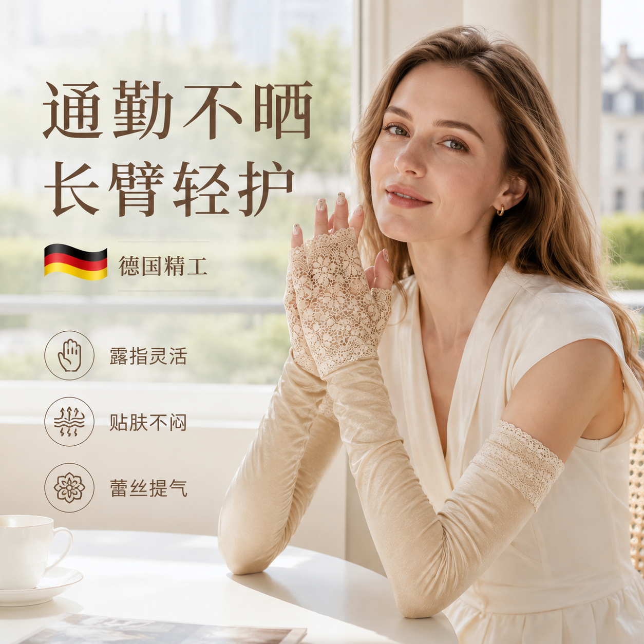 蕾丝防晒袖套女春夏季花