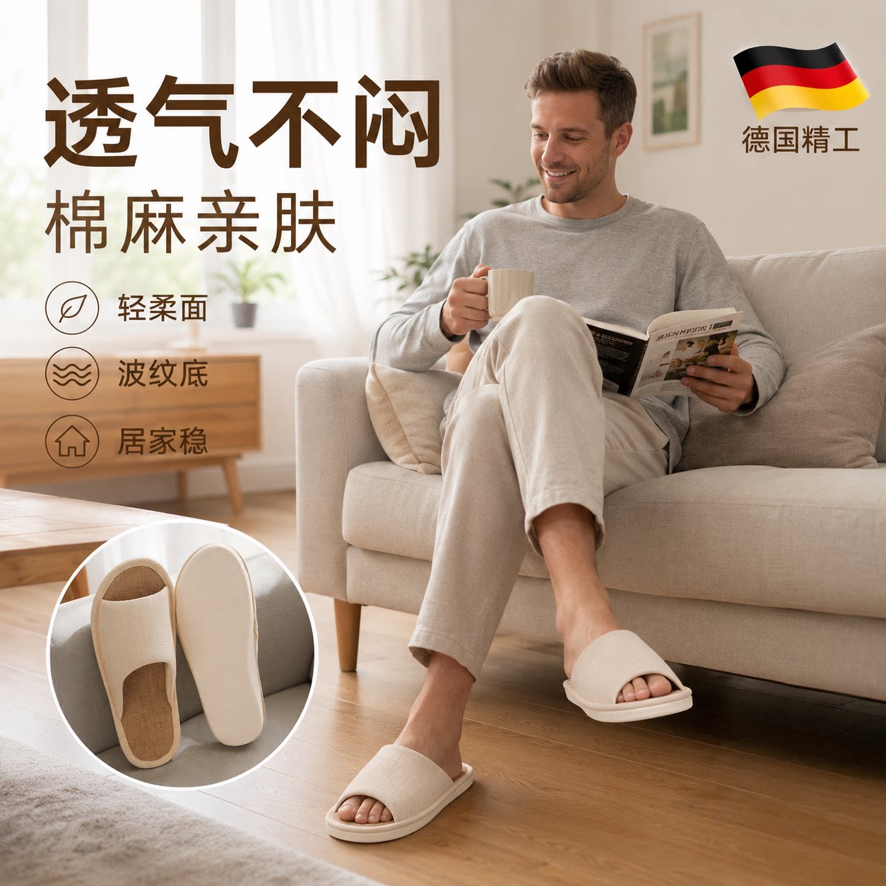 【德国精工】防滑软底拖鞋