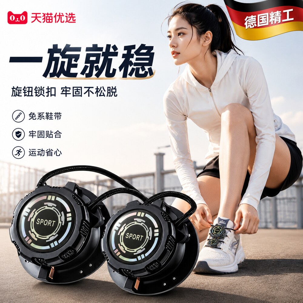 旋转纽扣鞋带免系神器儿