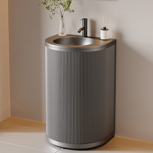 工业风洗手台烧烤店铺卫生间一体落地式洗脸池彩色创意立柱洗手盆