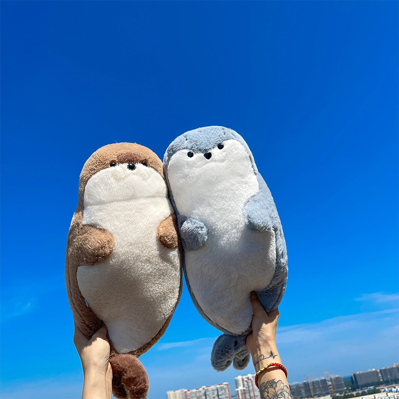 呆萌海豹毛绒玩具海洋生物抱枕睡觉靠垫安抚宝宝玩偶女生