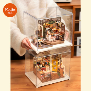 若态rolife若来DIY小屋防尘罩展示盒家用仿亚克力玩具收纳盒透明