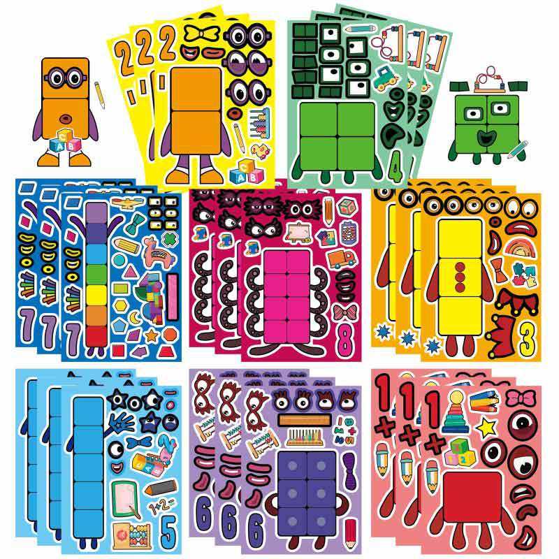 2025创意卡通拼图积木早教贴纸DIY儿童益智教师奖励礼品萌趣拼装