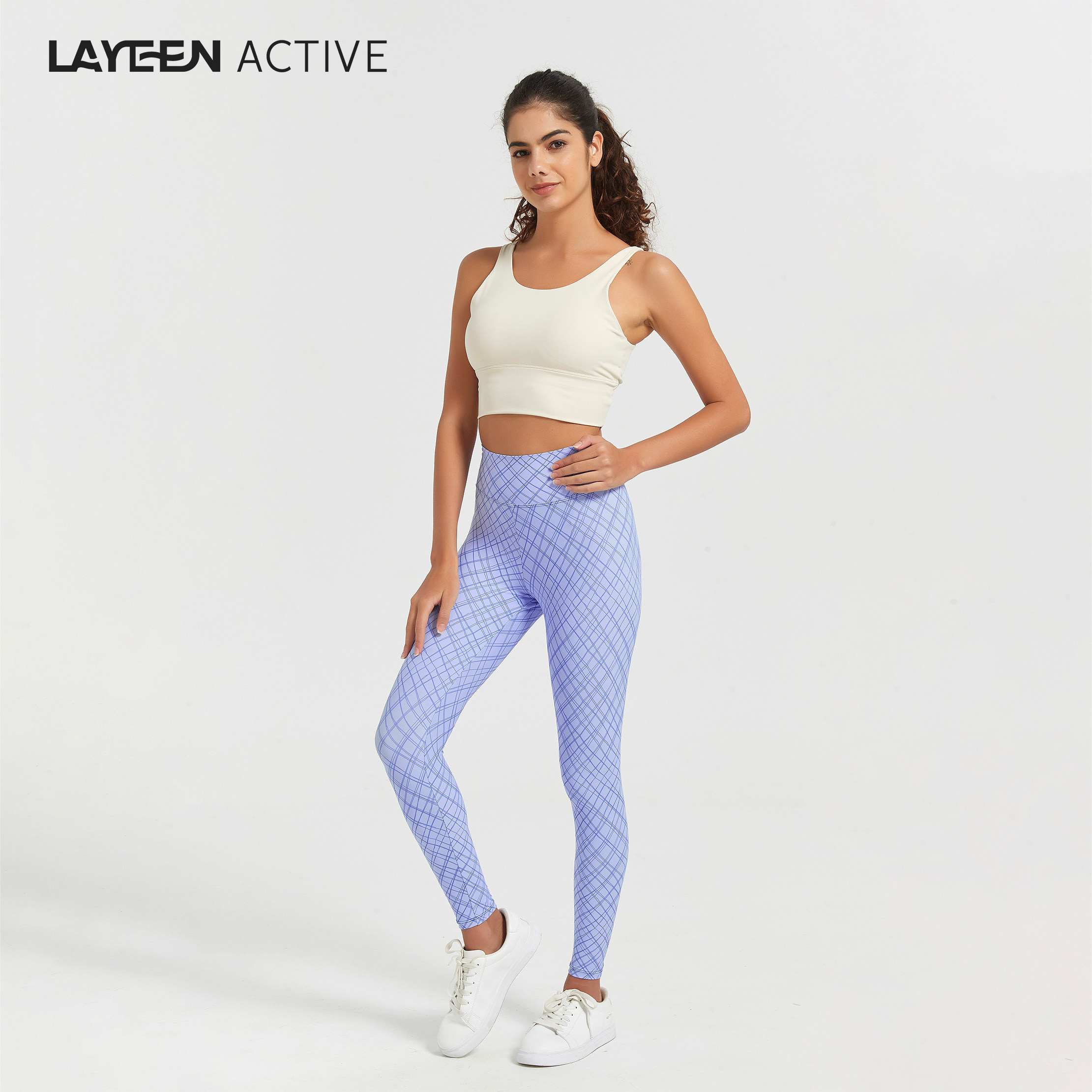 LAYEEN ACTIVE 花裤子 几何交错 中腰9分瑜伽健身防晒230236