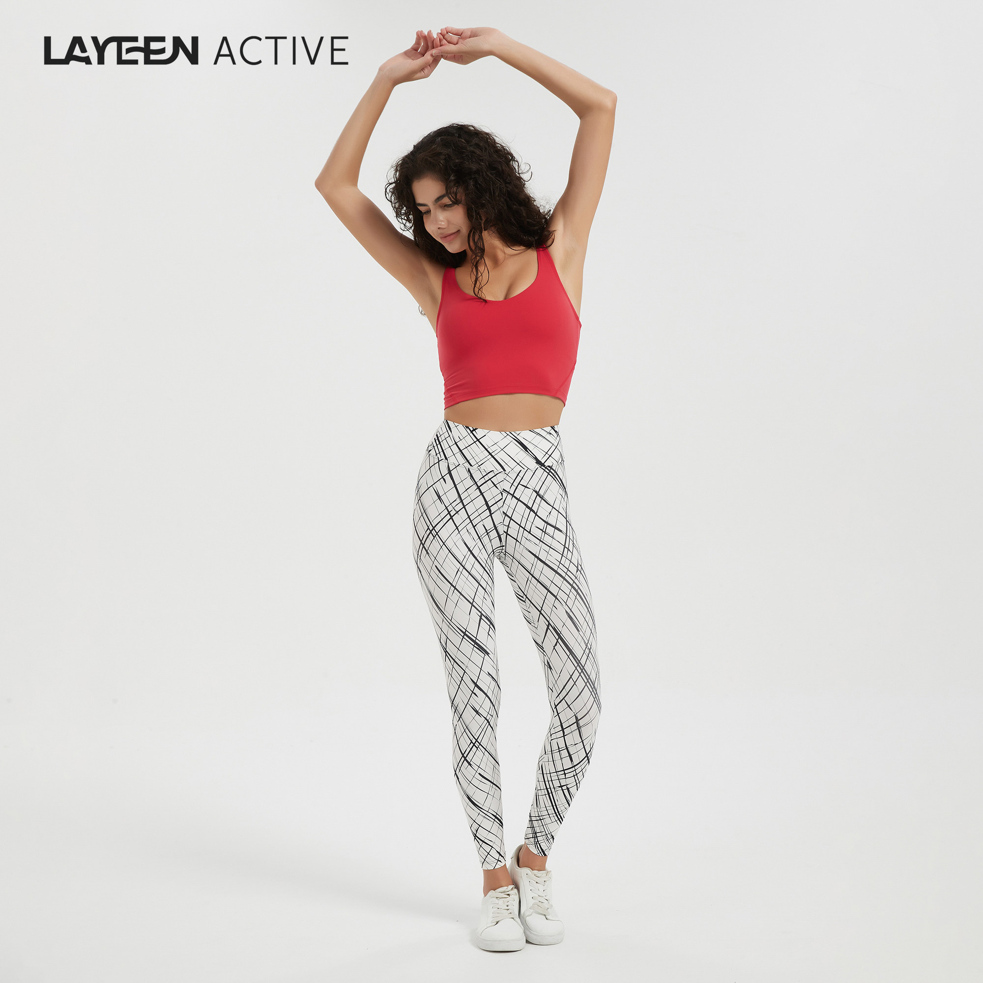 LAYEEN ACTIVE 花裤子 米黑 中腰9分瑜伽健身防晒230241