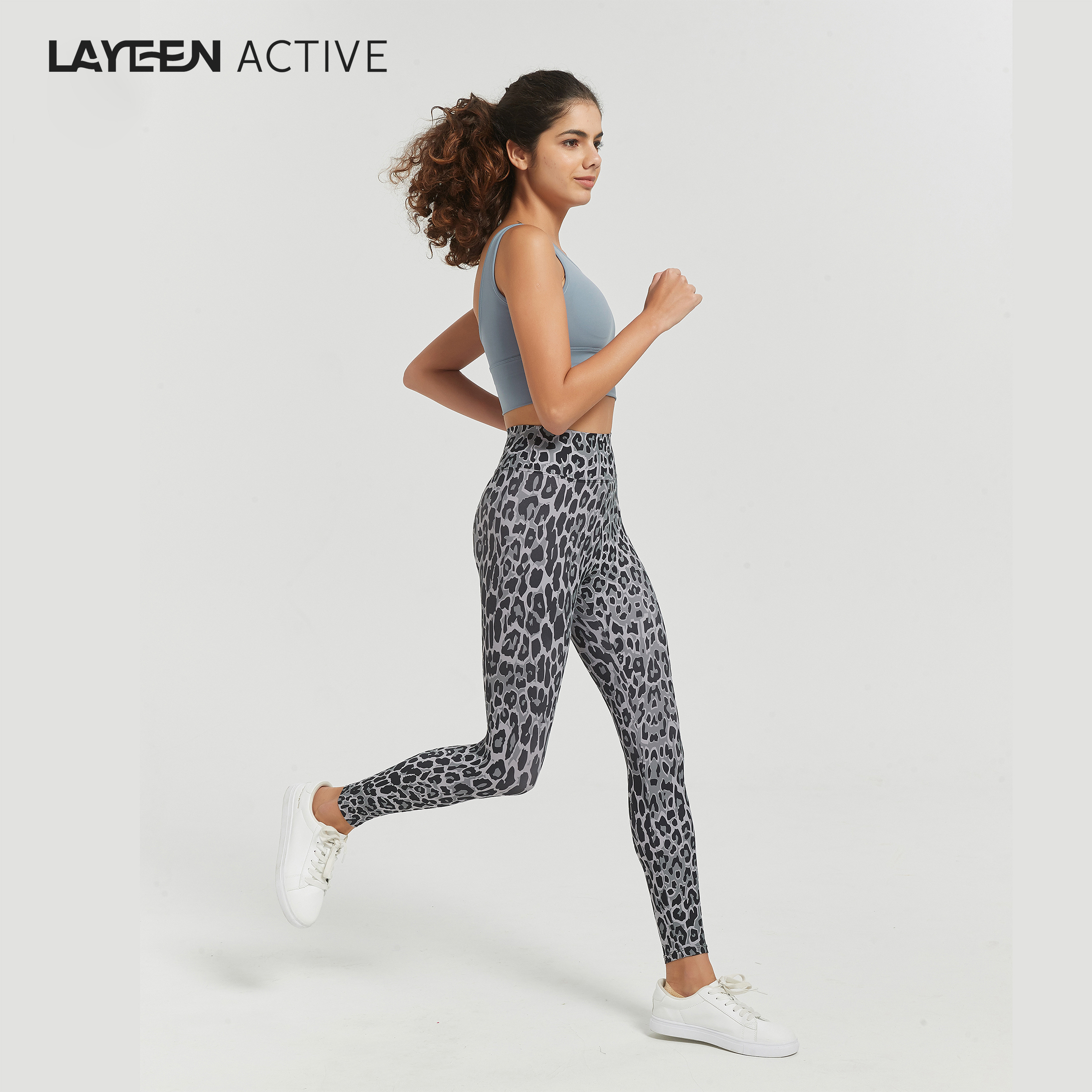 LAYEEN ACTIVE 花裤子 墨香豹纹 中腰9分瑜伽健身防晒230237