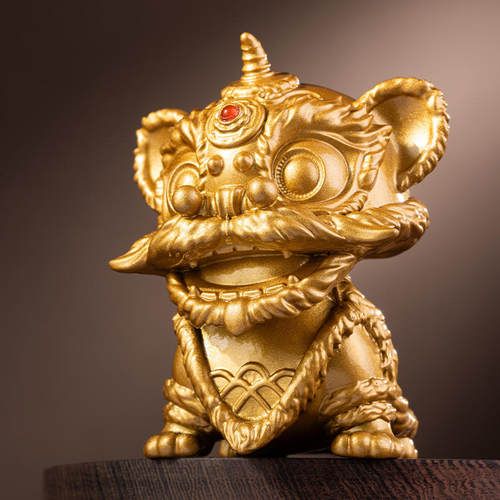 朱炳仁铜狮来运转摇头摆件醒狮造型招财桌面玄关摆件开业乔迁礼品