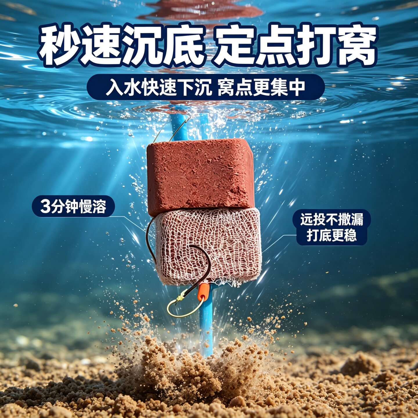 水溶网慢融钓鱼固饵器打窝抛竿不缠绕的鲢鳙钓法方块饵专用水溶网