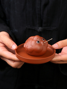 泡泡鱼紫砂线香炉家庭办公室檀香木香炉香炉卧室香炉香插底座装 饰