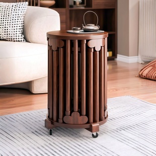 实木圆凳可叠放家用叠叠乐凳子餐桌备用凳收纳组合凳带滑轮中古风