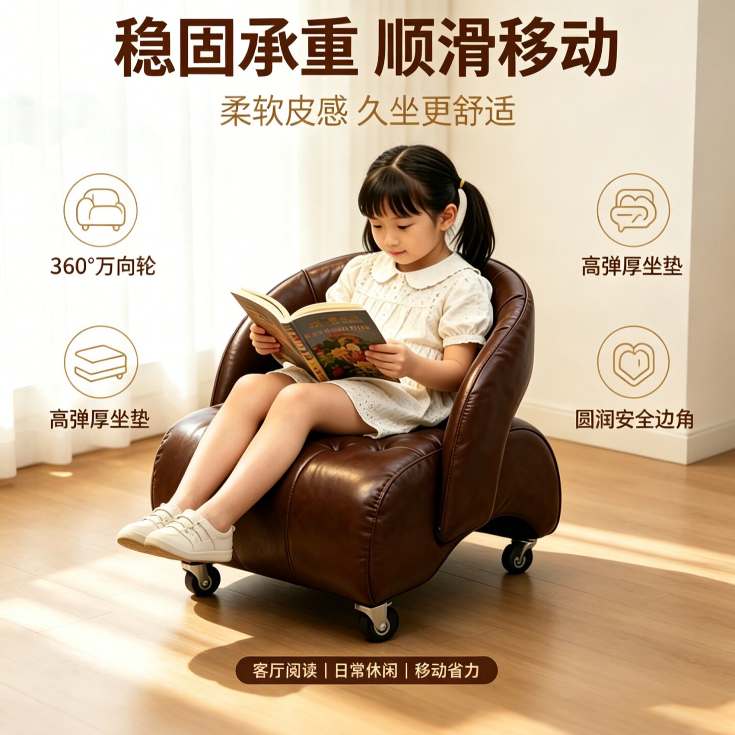 万向轮凳子家用溜溜凳靠背矮凳