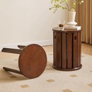 实木圆凳家用可叠放客厅茶几备用餐桌凳收纳叠叠乐组合带滑轮简约