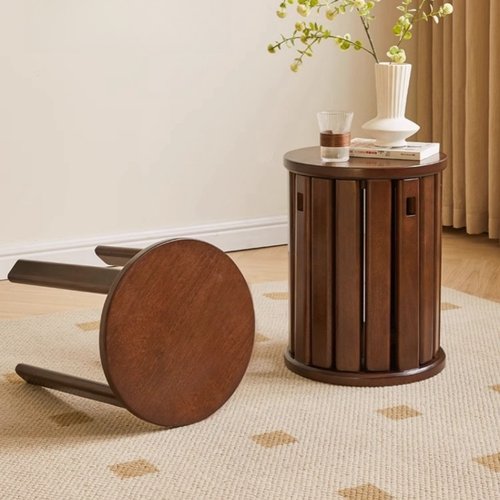 实木圆凳子可叠放圆凳组合