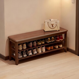 实木换鞋凳家用门口鞋架多层收纳可坐式鞋柜入户穿鞋凳一体长条凳