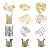 新款 朋克大宽手镯女士士开口可调节雕刻花蛇动物手镯首饰 欧式