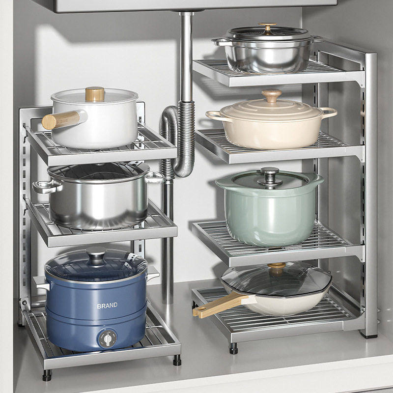 304不锈钢锅架厨房台面可调节锅具收纳架橱柜水槽下分层锅架,厨房/烹饪用具,厨房置物架/置物柜/角架,淘宝优惠券,粉丝福利购,淘宝优惠卷