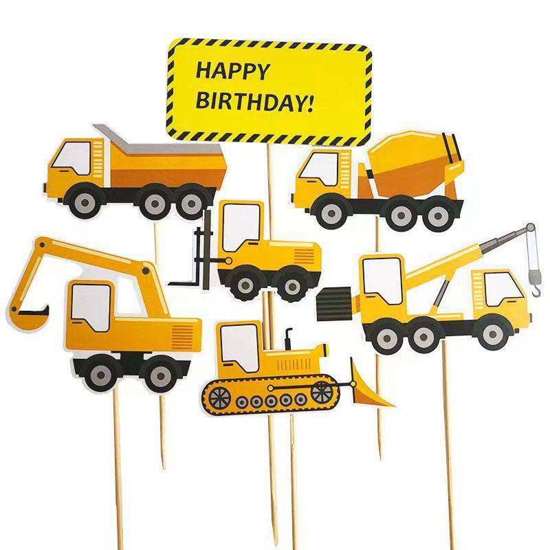 吊车蛋糕装饰插牌挖机推土机工程车儿童小孩生日烘焙甜品台插件,节庆用品/礼品,气球,淘宝优惠券,粉丝福利购,淘宝优惠卷