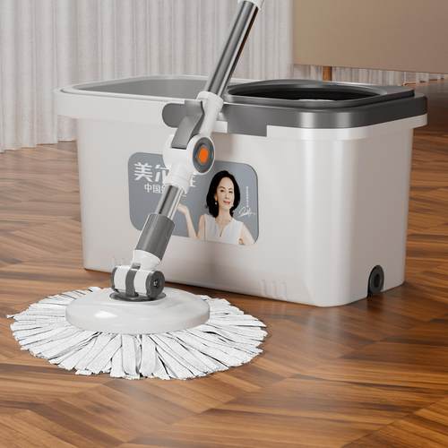 美尔雅旋转拖把免手洗一拖净家用拖把干湿两用加强杆省力拖地神器