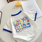 宝宝上衣夏装 童装 韩版 男女童纯棉T恤打底衫 卡通儿童短袖 撞色潮童