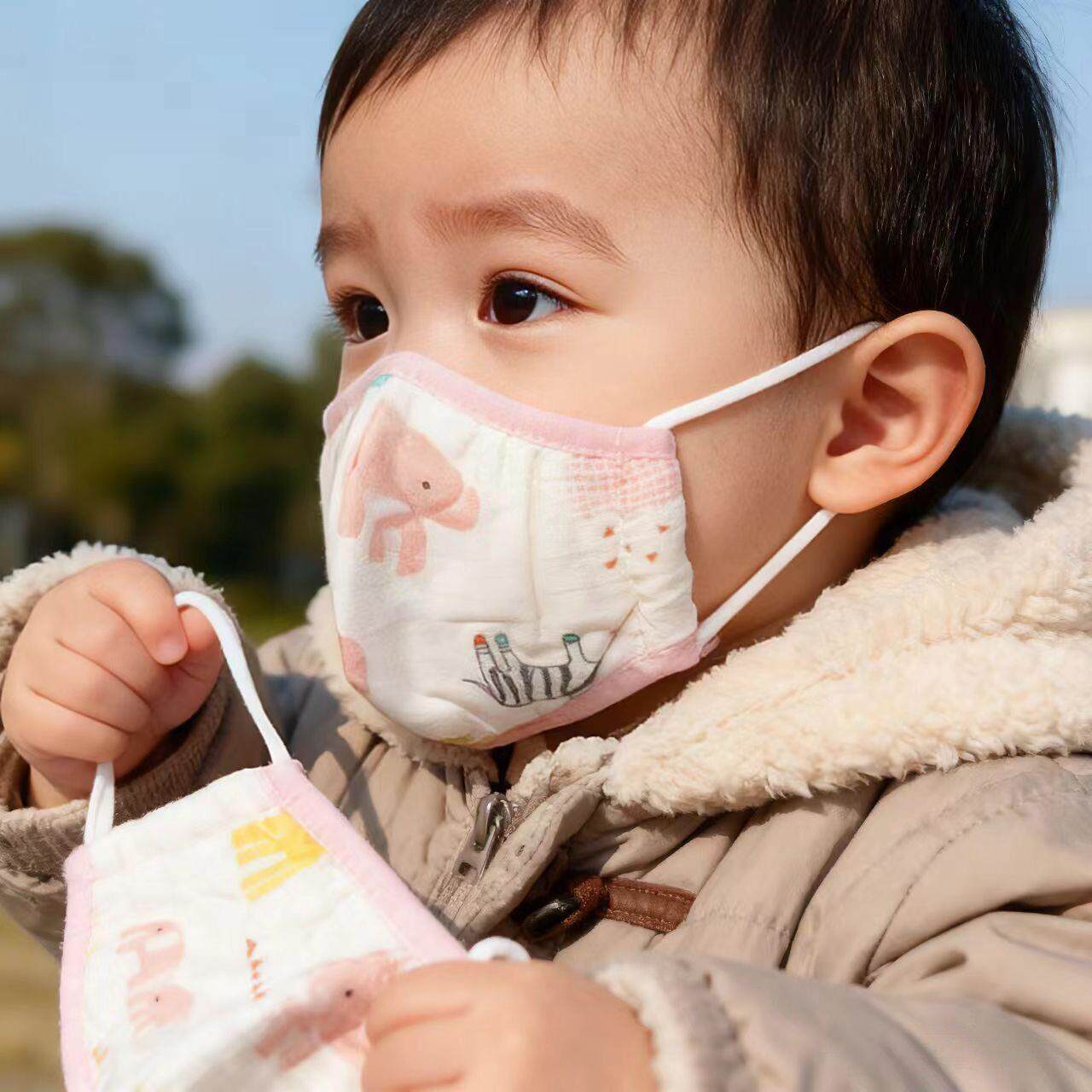 A类可水洗春秋婴儿防风口罩小孩儿童纯棉纱布防灰尘保暖口罩