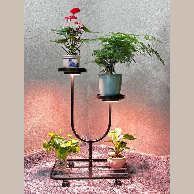 K8植物补光灯铁艺落地室内阳台装饰花架多层阶梯式花盆置物架