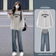 套装 时尚 新款 长袖 两件套潮 孕妇装 卫衣休闲宽松上衣牛仔裤 秋冬款