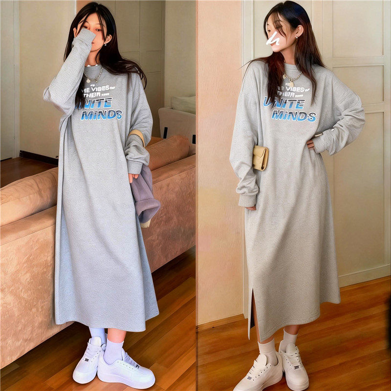 孕妇装秋冬穿搭韩版圆领卫衣裙2026新款宽松显瘦开叉长款连衣裙,孕妇装/孕产妇用品/营养,连衣裙,淘宝优惠券,粉丝福利购,淘宝优惠卷