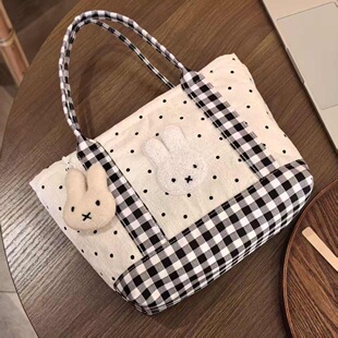 高颜值可爱米菲兔学生大容量风百搭简约手提包少女便当包妈咪包