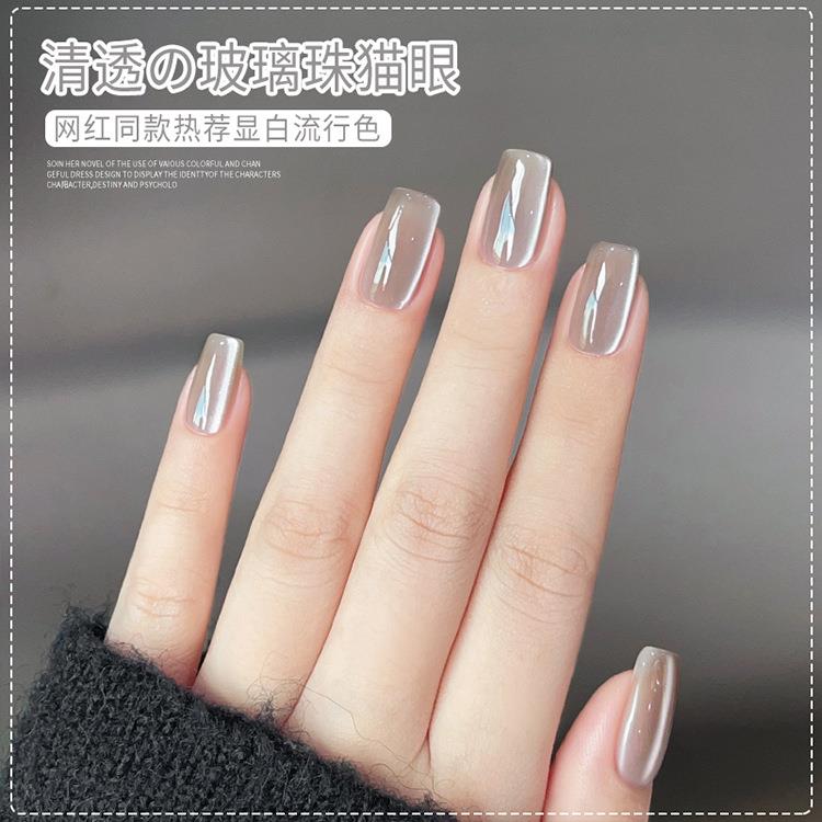爆闪陶瓷玻璃珠晶石猫眼胶2025年新款秋冬流行色美甲店专用