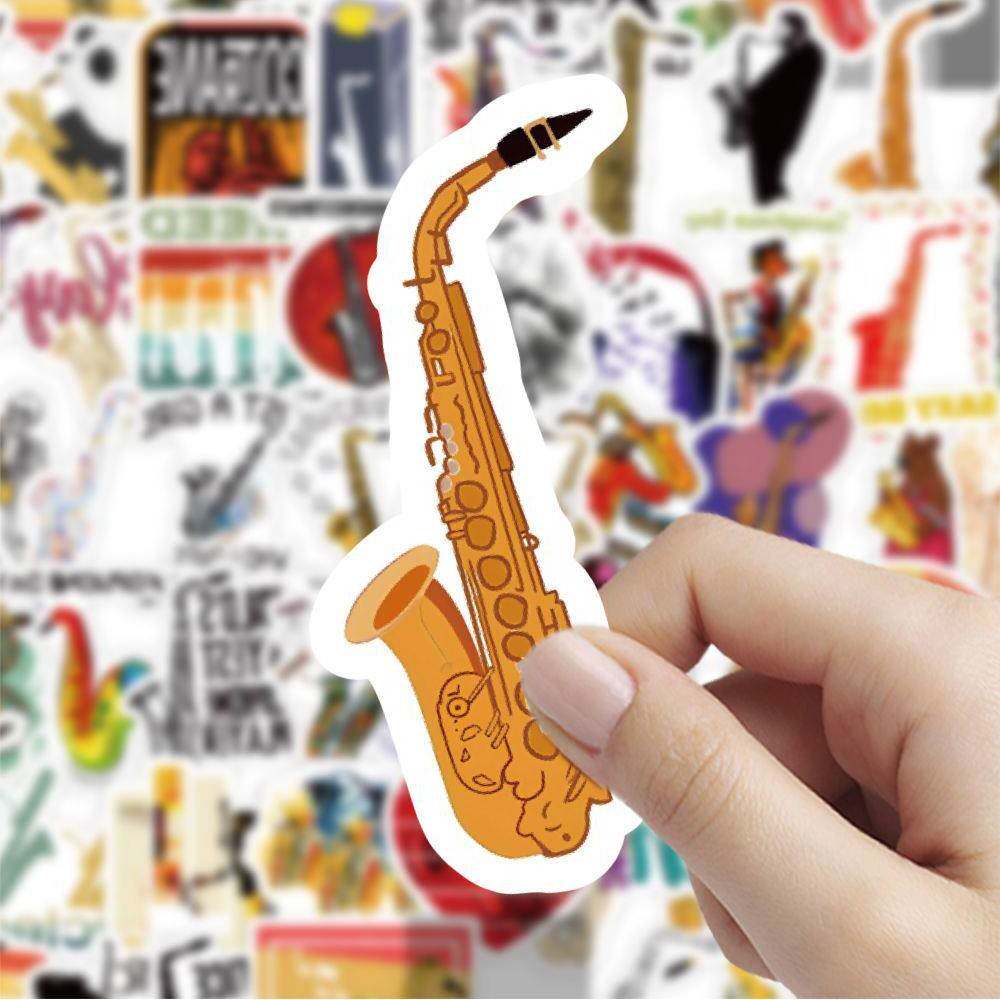 60张萨克斯乐器贴纸个性创意iPad手机壳笔记本电脑装饰行李箱贴