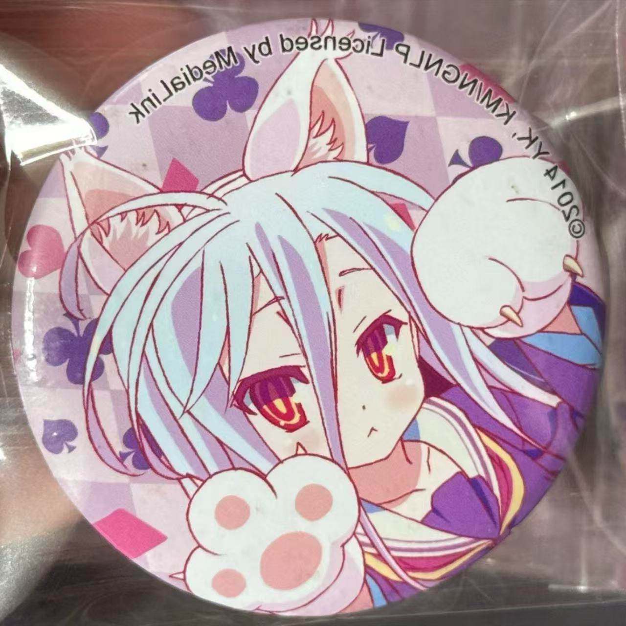 游戏人生 白 猫耳吧唧二次元自制徽章可爱周边礼物谷子扎包朋友