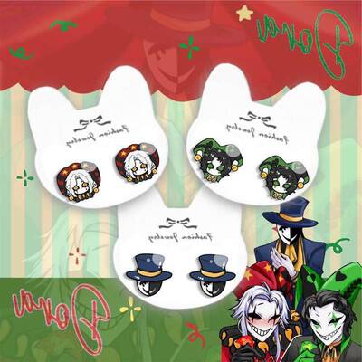 怪胎马戏团周边925银针耳针无需耳洞耳夹pierrot 创意礼物皮埃罗