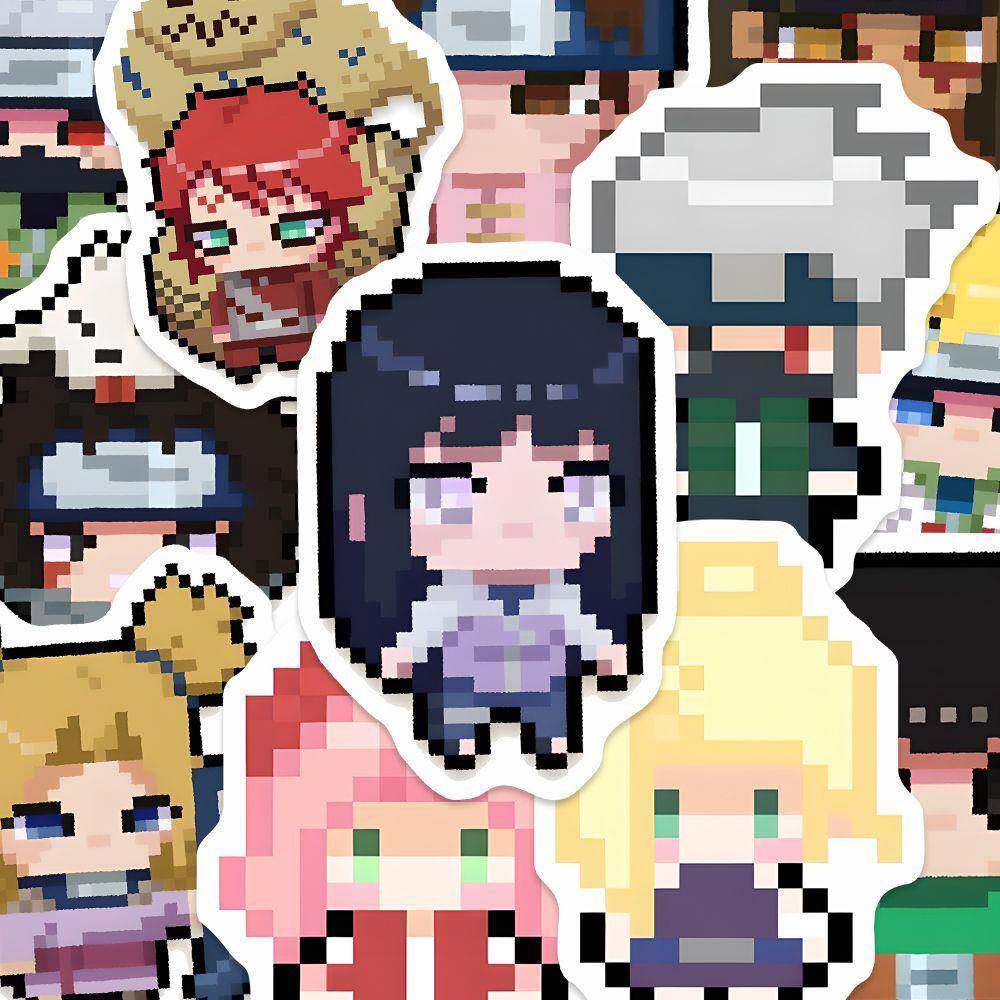 适用96张火影忍者像素贴纸Q版可爱宇智波拼豆DIY手机壳笔记本防水