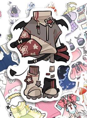 192张oc兔服贴纸新款可爱ins风少女心oc人设服饰绘画参考装饰贴画