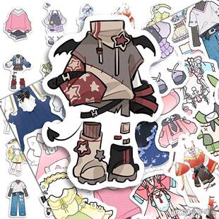 192张oc兔服贴纸新款可爱ins风少女心oc人设服饰绘画参考装饰贴画