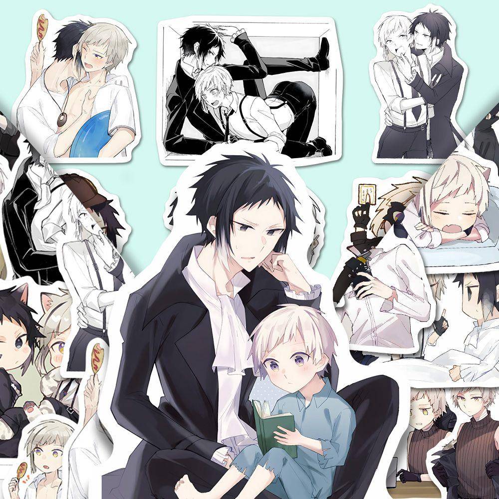 160张日漫文豪野犬芥敦cp贴纸可爱cp神图系列DIY手账水杯防水贴画