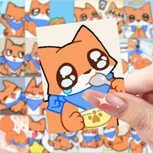新款小茶狐贴纸可爱治愈简笔画头像表情包萌宠小狐狸装饰手账贴画
