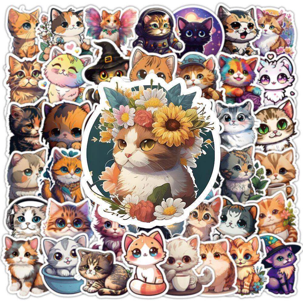 104张猫猫世界可爱贴纸ins猫咪高颜值图案手机壳装饰diy防水