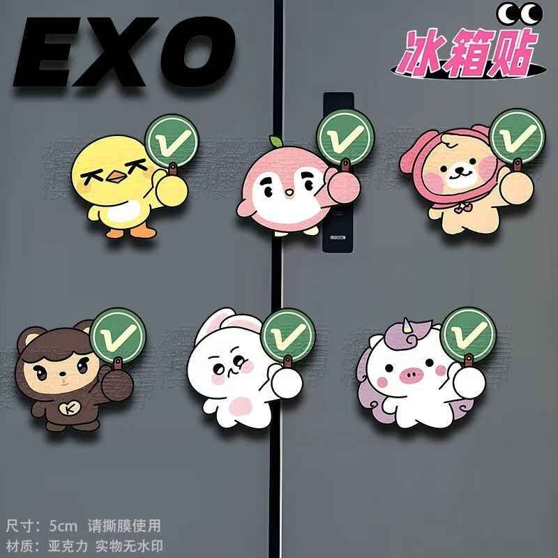 爆款EXO男团周边全肯定创意磁吸冰箱贴卡通装高颜值粉丝应援礼物