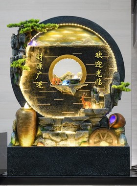 大型水幕墙假山流水喷泉屏风酒店大堂别墅庭院鱼池循环水景观摆件