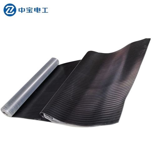 中宝电工10KV5mm厚1*5米/卷防滑条纹绝缘橡胶垫绝缘地垫配电室用