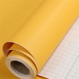 黄色贴纸自粘墙纸防水背景壁纸哑光系波音软片翻新装 饰墙贴即时贴