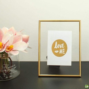 ins风简约水晶透明玻璃镜面金属相框摆台挂墙6寸7寸10签名照收藏8