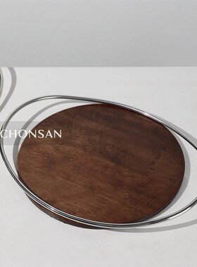 极简轻奢风家居客厅不锈钢水果盘餐具托盘摆件样板间桌面装饰品