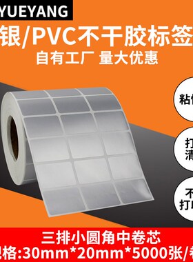 哑银纸PVC不干胶标签纸30*20*5000  TSC佳博科诚GODEX博思得POSTE