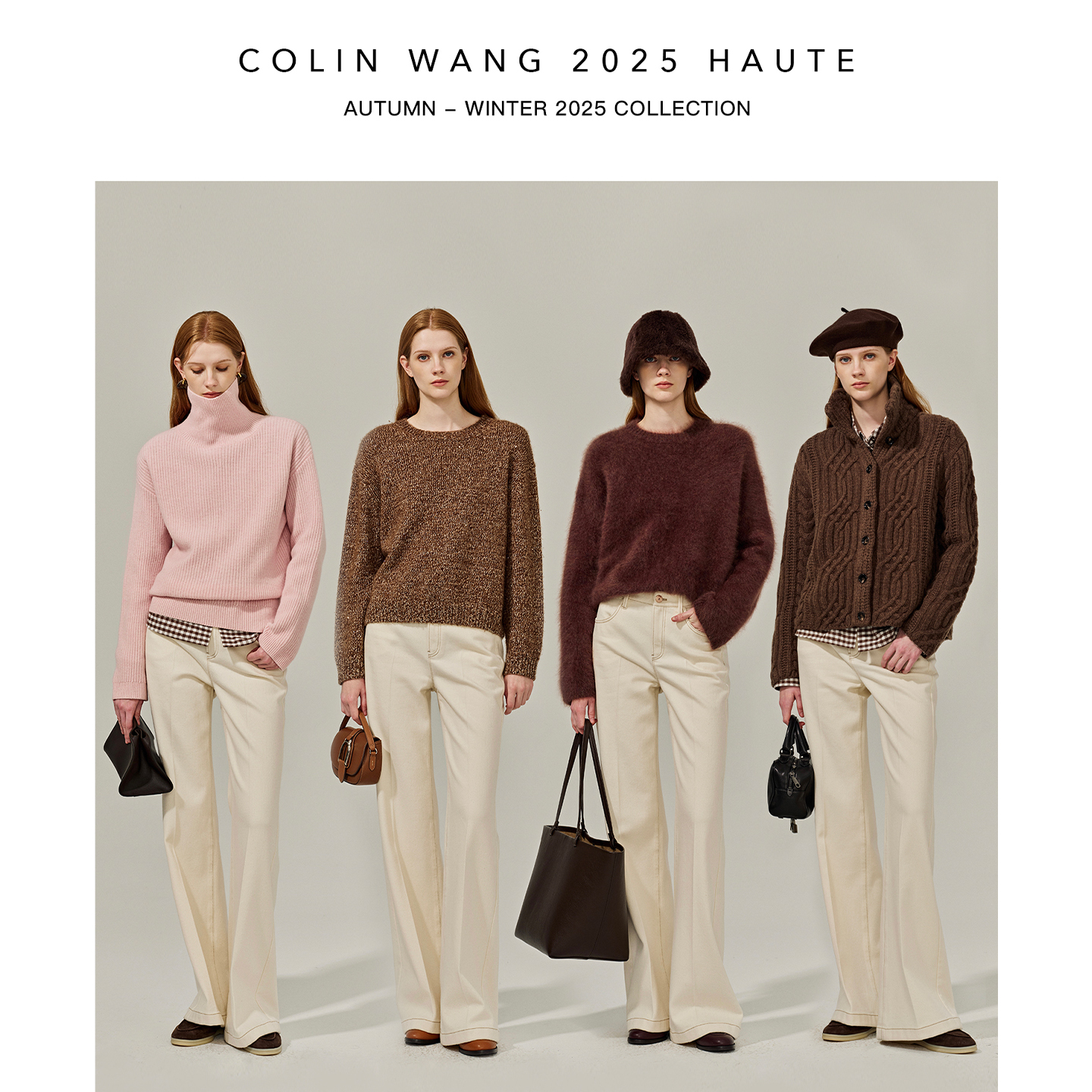 COLINWANG-COLIN JEANS系列|奢牌质感羊毛丹宁法式白色微喇牛仔裤